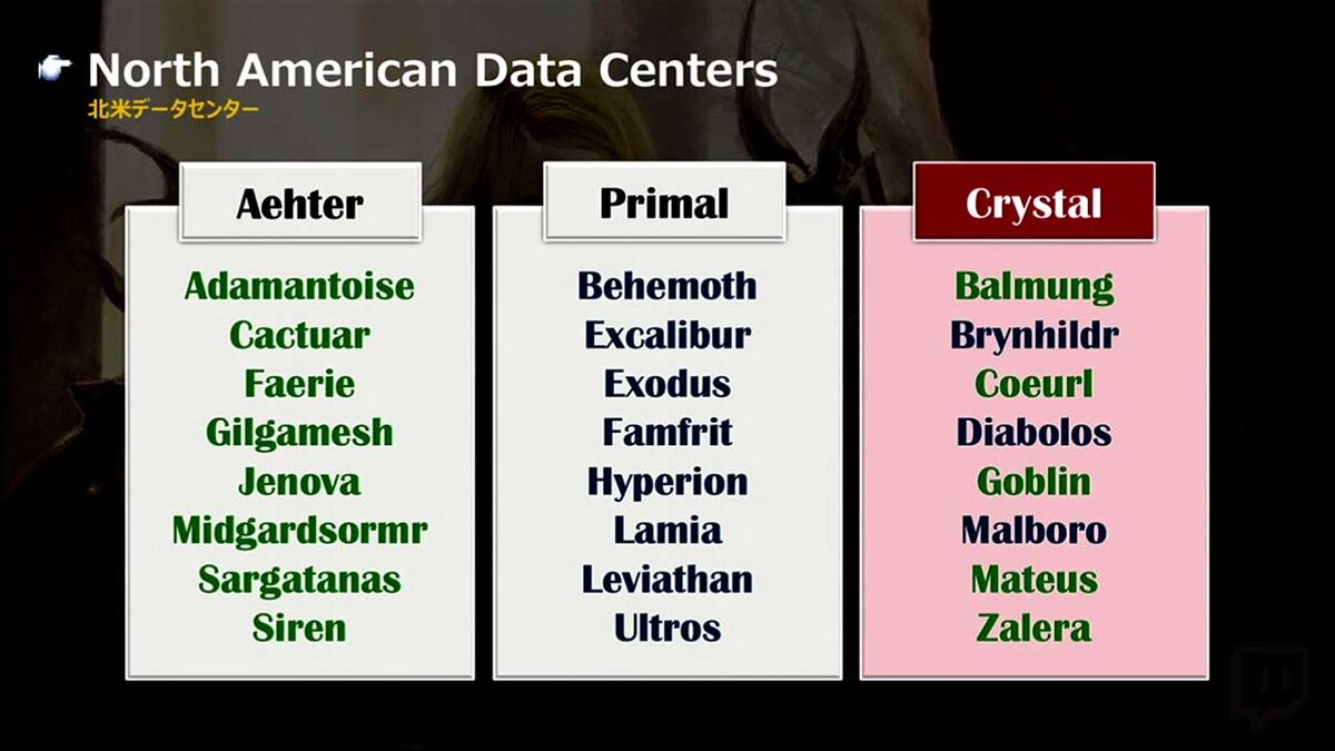 FFXIV NA Data Centre consolidation chart