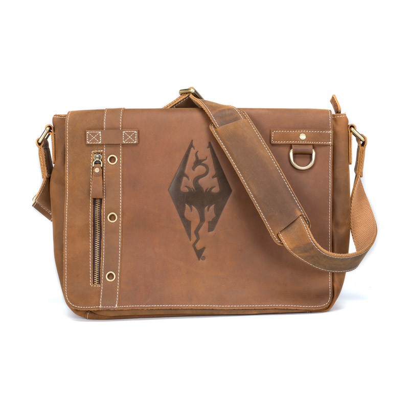 Imperial Dragon Symbol Leather Messenger Bag Elder Scrolls Imperial Dragon Symbol Leather Messenger Bag