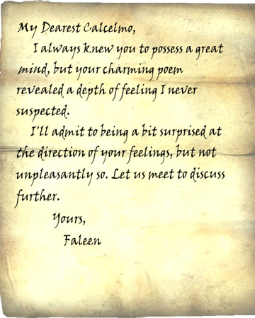 Faleen's Letter to Calcelmo | Elder Scrolls | Fandom