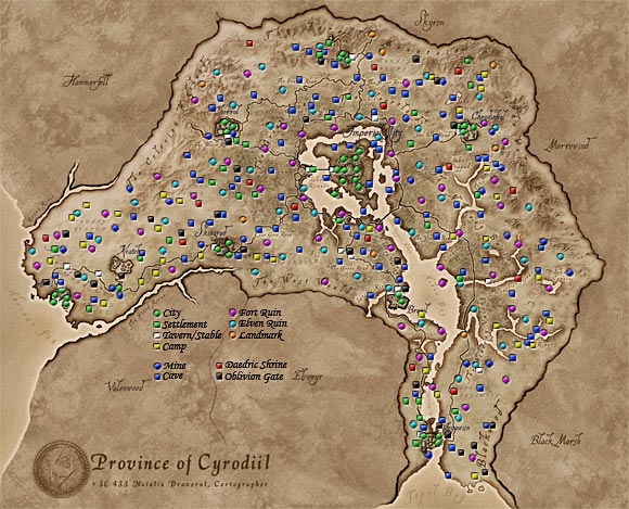 Elder Scrolls Oblivion World Map Locations (Oblivion) | Elder Scrolls | Fandom