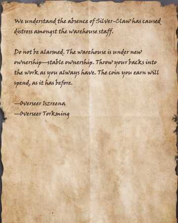 Warehouse Under New Ownership Elder Scrolls Fandom