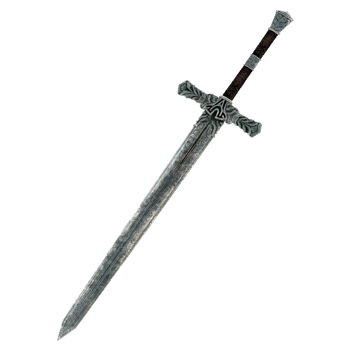 Меч png. Стальной двуручный меч скайрим. Silver Sword (серебряный меч). Серебрянный двуручный меч скайрим. Средневековый двуручный меч.