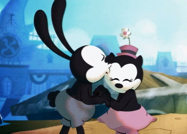 Image Oswald Kissing Ortensia Epic Mickey 2 Cutscenepng Epic Mickey Wiki Fandom Powered 8821