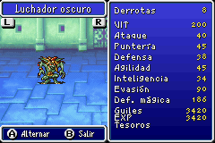 Estadisticas Luchador Oscuro