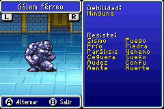Estadisticas Golem Ferreo 2