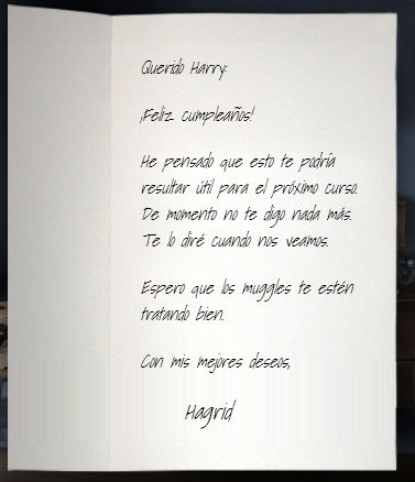 Carta de Rubeus Hagrid a Harry Potter (1993)  Harry 