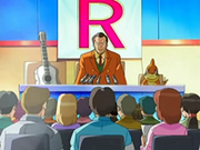 EP503 Giovanni siendo entrevistado en la fantasía de Meowth