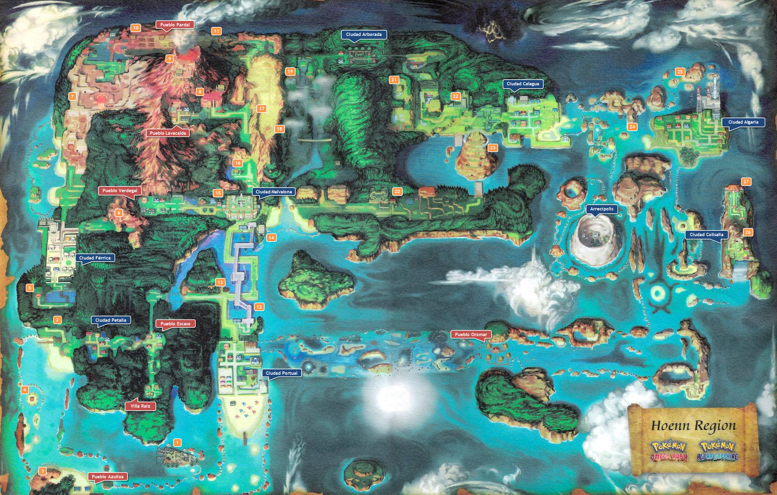 Mapa de Hoenn ROZA señalizado