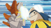 EP597 Hariyama usando empujón dobre Regirock