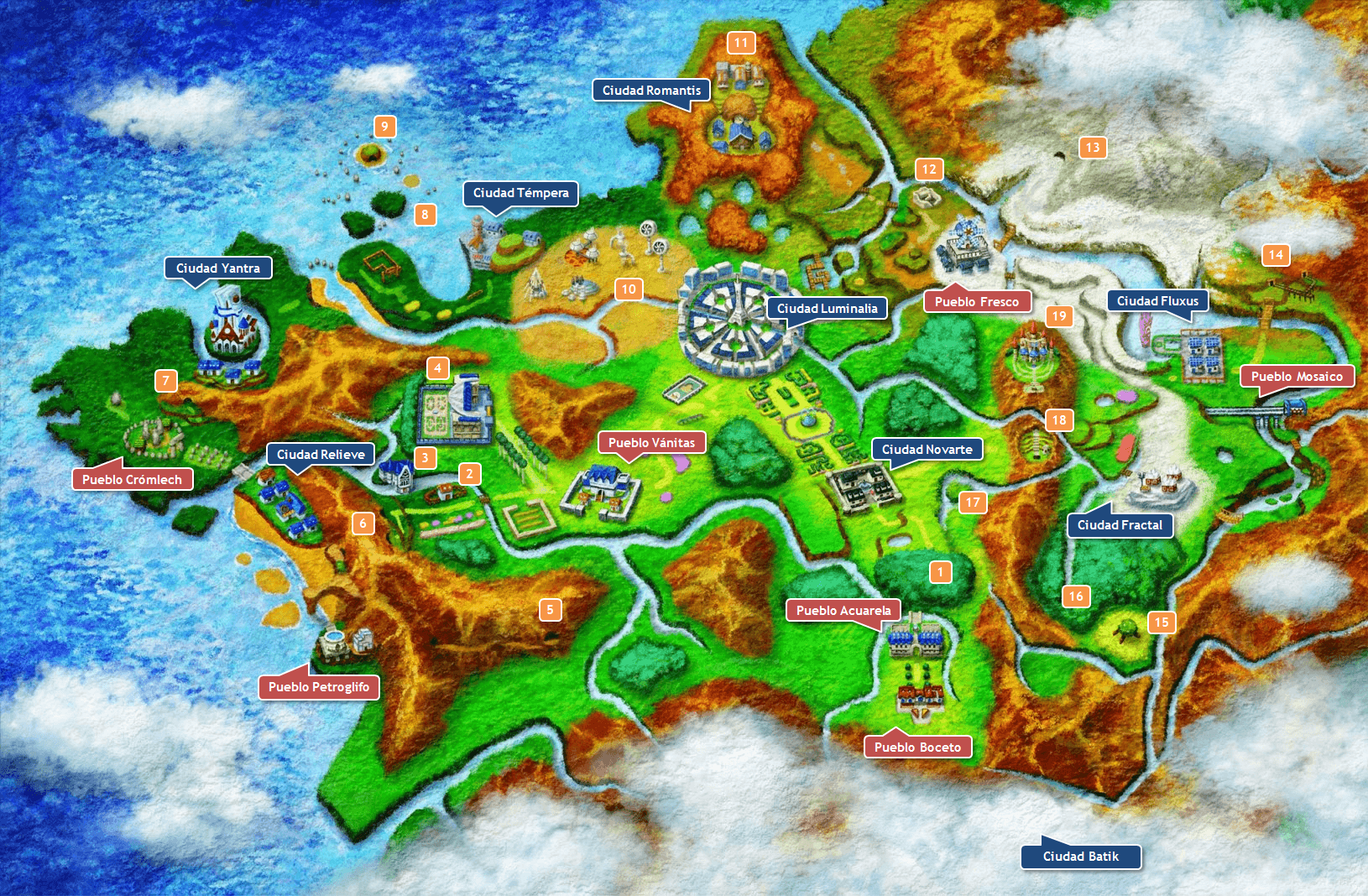 Mapa de Kalos XY señalizado
