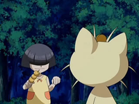 EP559 Niña fantasma atrayendo a Meowth