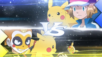 EP918 Serena & Pikachu VS Jimmy & Tongari