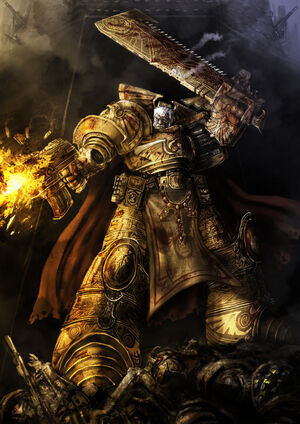 Rogal Dorn en medio de un combate