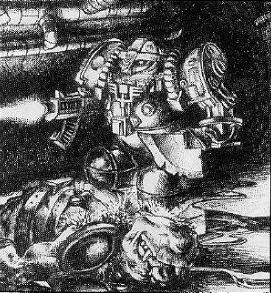 Guardia del Hogar exoarmadura Squats 1ª Edición Paul Bonner ilustración