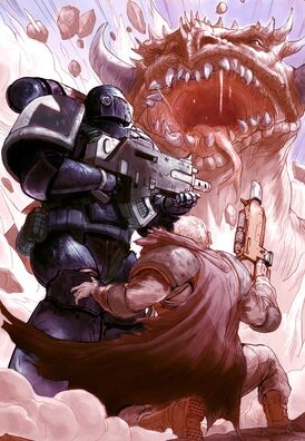 Preherejia marine legion alfa vs echvenurth y saurio autoctono