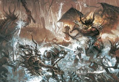 Marines caballeos grises vs demonios khorne