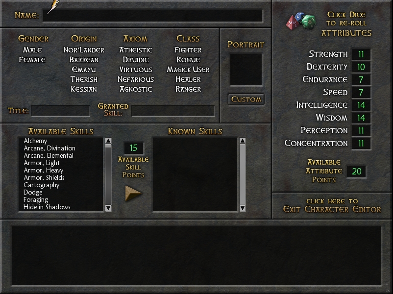 Character Creation | Eschalon RPG Wiki | Fandom