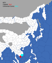 "Map showing Champa 's starting position in 1492 and 1617"