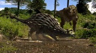 t rex fighting ankylosaurus
