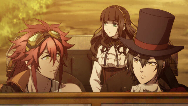 Cardia and the boys riding around town in Code-Realize