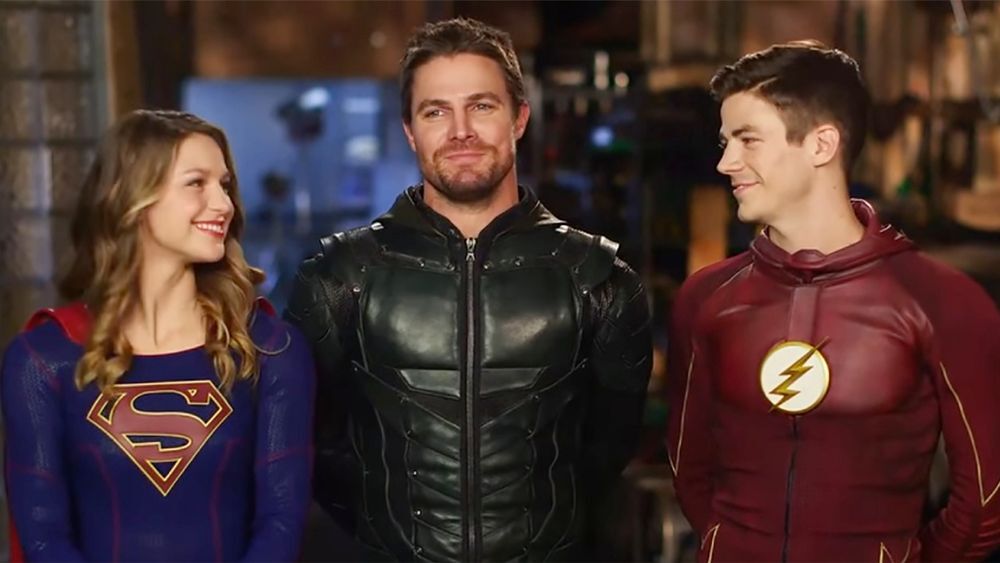 Supergirl, Green Arrow, and The Flash from the Arrowverse