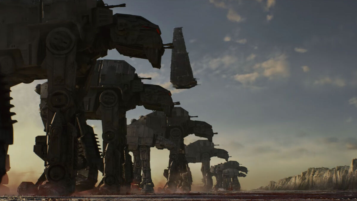 Crait AT-ATs in The Last Jedi