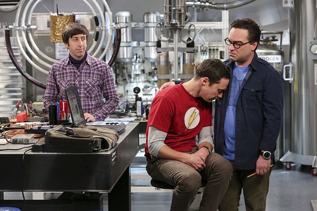 Howard, Sheldon and Leonard in the lab in The Big Bang Theory episode &quot;The Dependence Transcendence&quot;