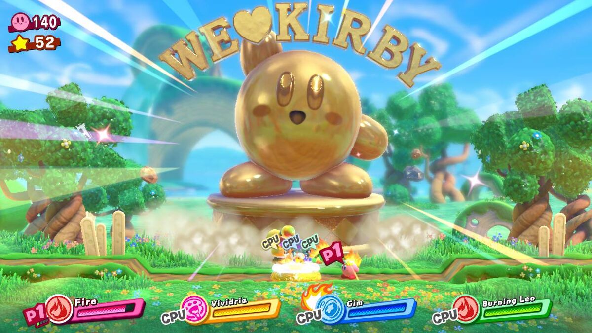Bonus Stage in Kirby Star Allies that features a giant We Love Kirby Statue