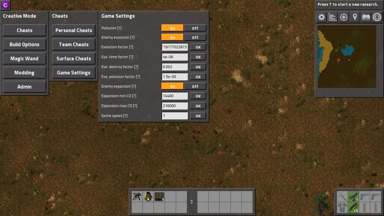 InGame Menu/Cheats/Game Settings Factorio Creative Mode Wiki Fandom