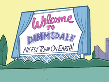 Dimmsdale Welcome Sign