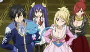 La team au bal, tandis que Natsu est le roi