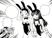 Wendy and Levy wearing bunny costumes