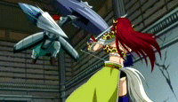 Dan shrinks Erza's swords
