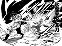 Gray defeats Tempester with his Ice Devil Slayer Magic