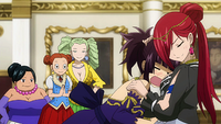 Kagura hugged by Erza
