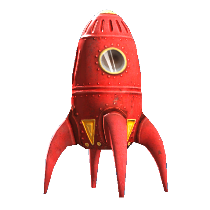 red rocket ship toy