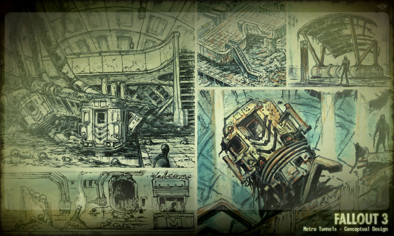 image fallout 3 metro tunnels level design concept art jpg