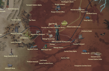 station watoga thunder mountain fallout ams headquarters quarry x3 tm substation corporate map fandom wiki