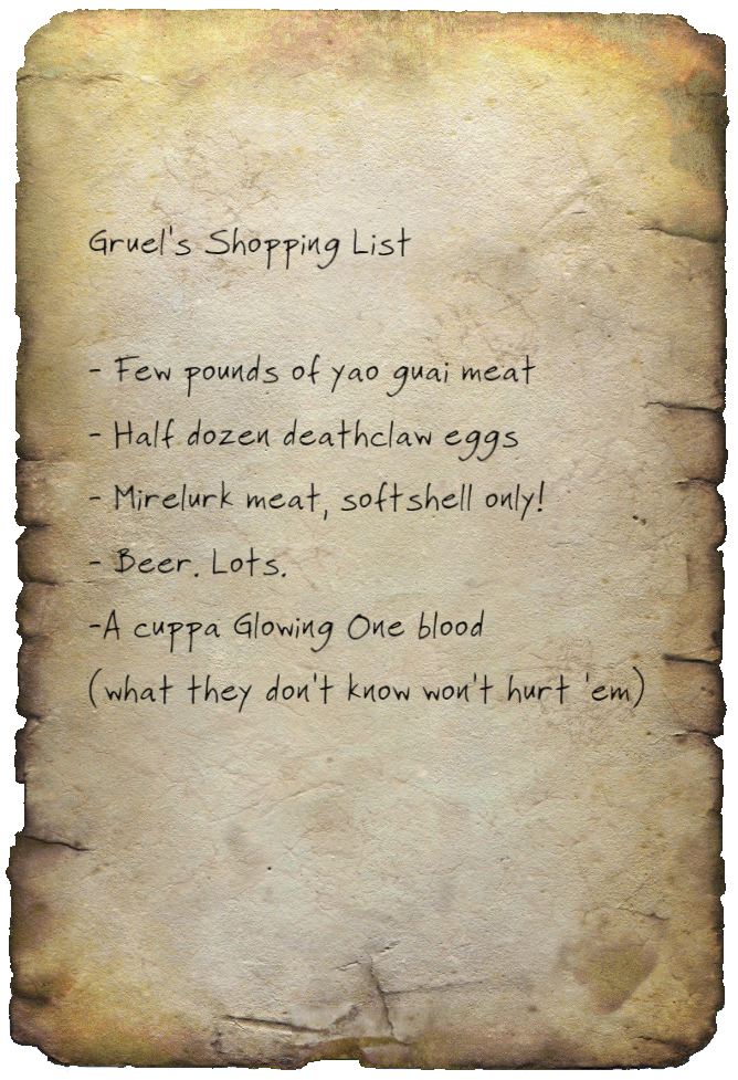 Gruel's list | Fallout Wiki | Fandom