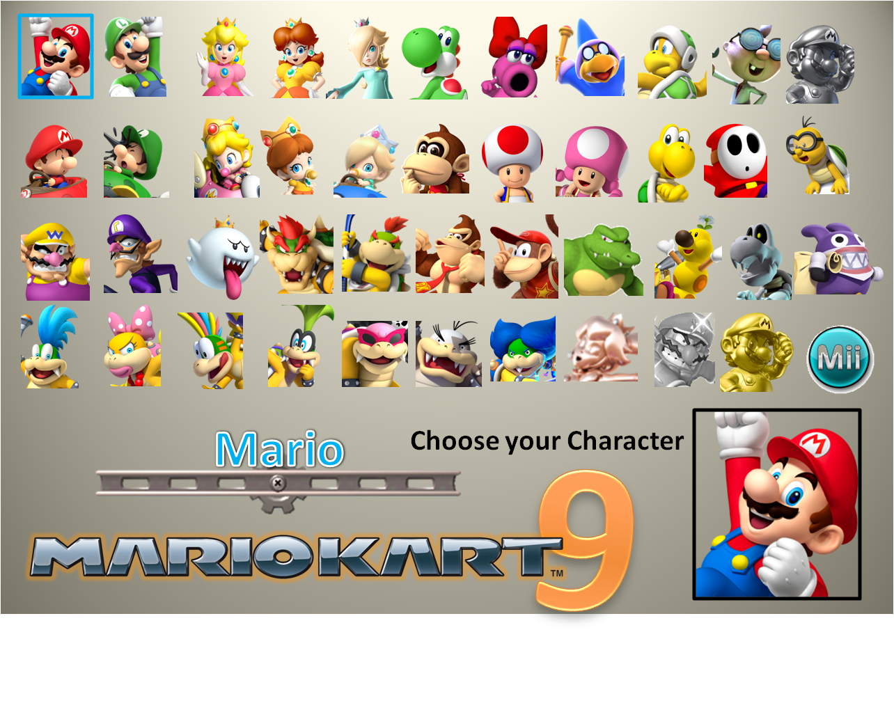 Download Mario Kart 9 Character Roster