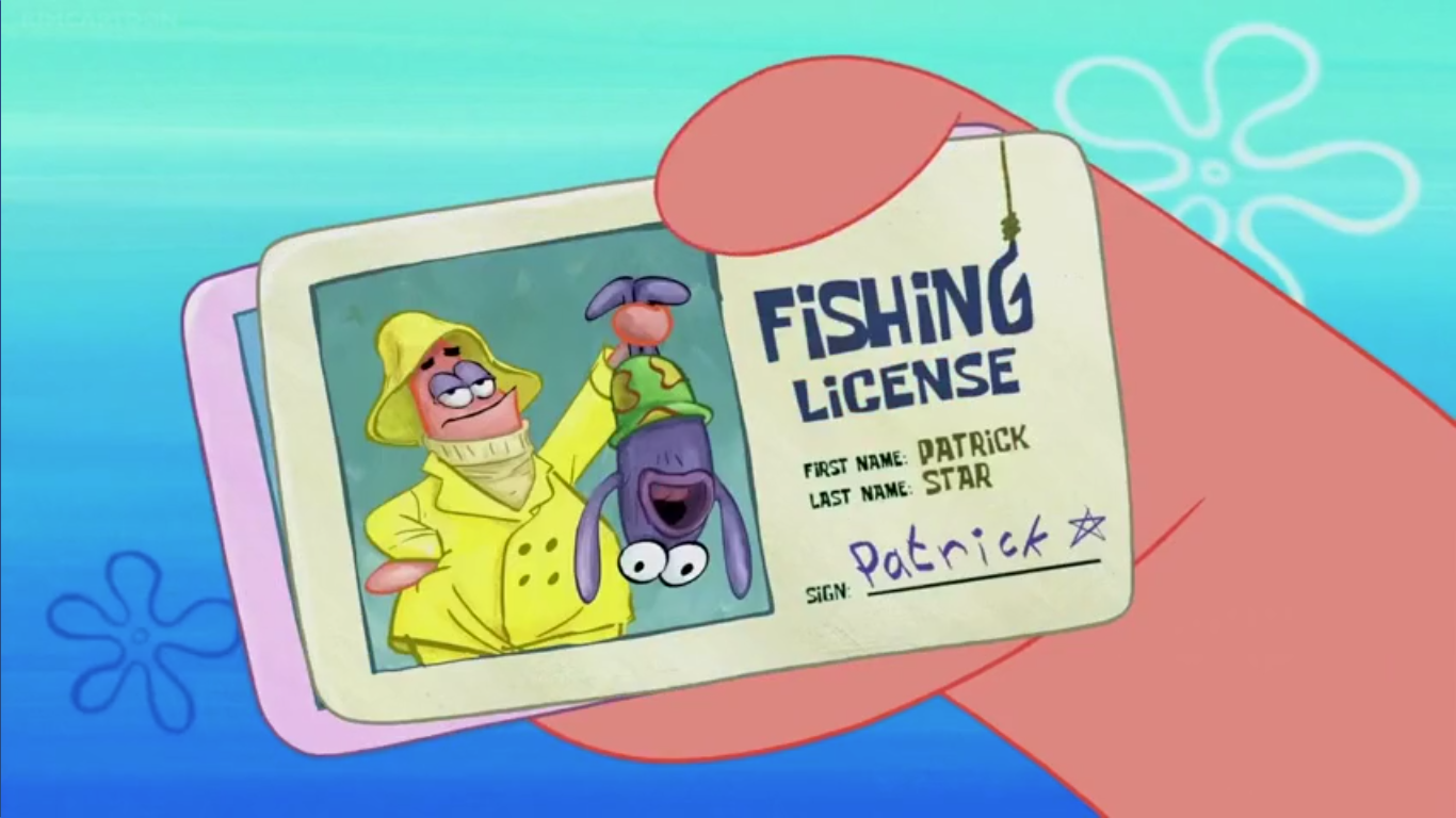 Губка боб лицензии. Patrick Licenses. Губка Боб лицензия. Патрик Стар крабсбургеры.
