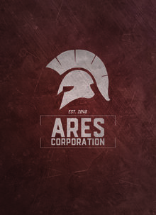 Ares Corp Logo on Red