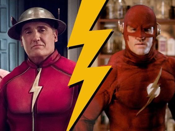 Shipp as Jay Garrick (left) in the 2014 Flash and Barry Allen (right) in the original