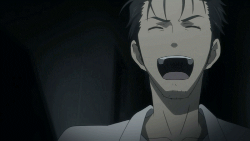 Rintarou Okabe from Steins;Gate laughing