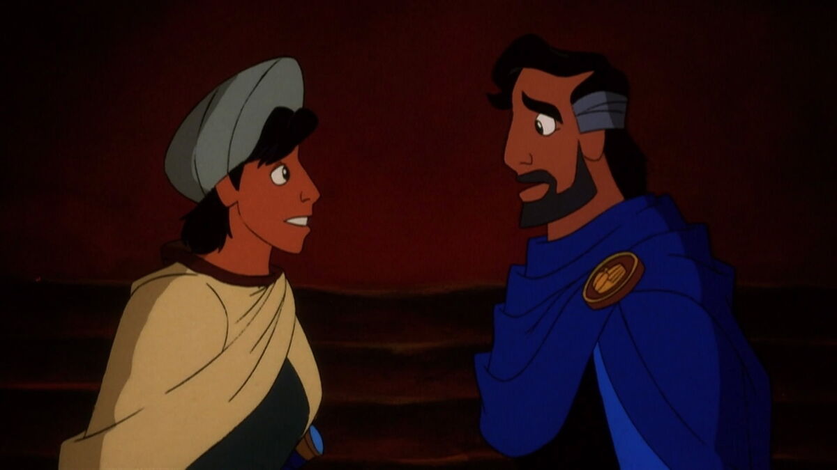 Aladdin and Cassim meeting for the first time since Aladdin was a baby