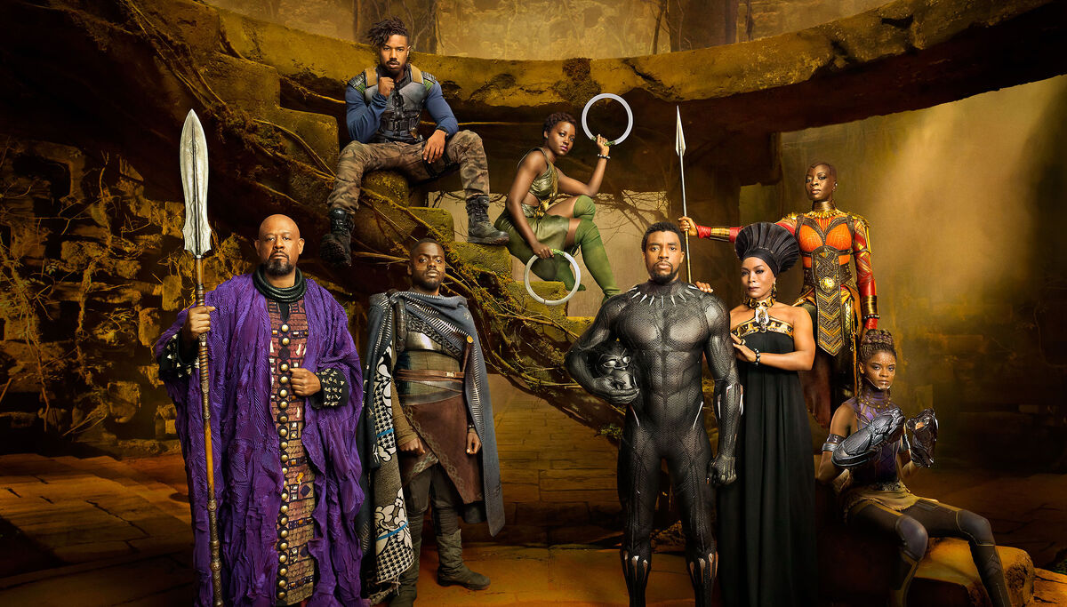 Black Panther cast posing for an Entertainment Weekly shoot. 
