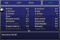 FFVI GBA Items Menu 1