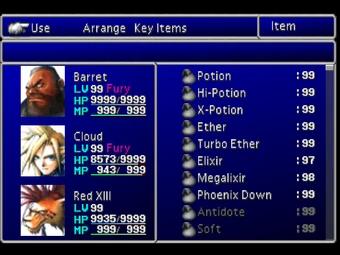 Menu Final Fantasy Vii Final Fantasy Wiki Fandom