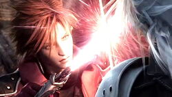 Genesis and Sephiroth lock swords