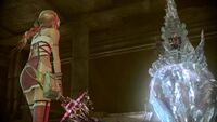 Serah lutando contra Caius no Void Beyond